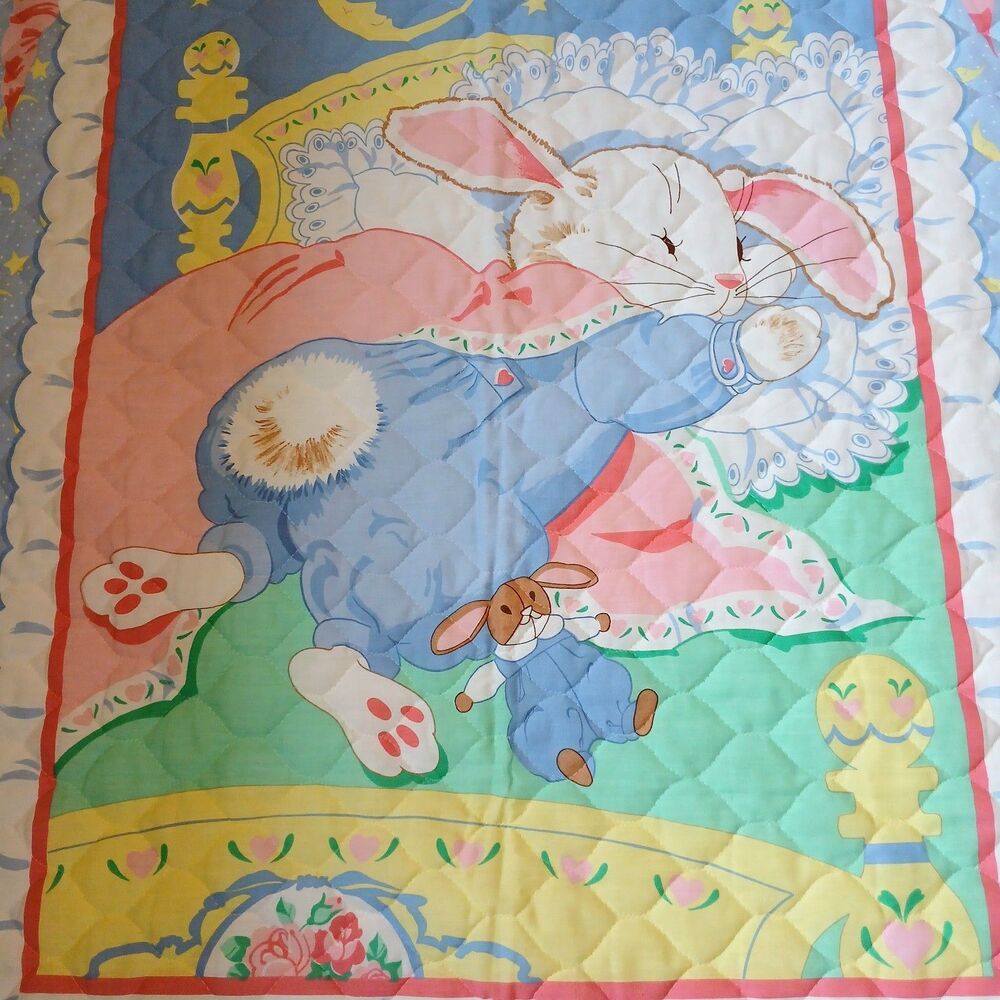 Babies Charming Sleeping Bunny Large Quilt, 43" Long x 34" Wide, Cotton NEW - Picture 6 of 6
